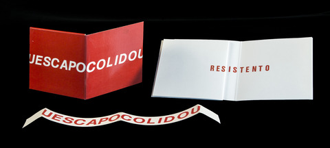 A booklet of loose pages that the reader can rearrange in order to create new word combinations like "resistento," formed from "resisto" (resist) and "tento" (try).