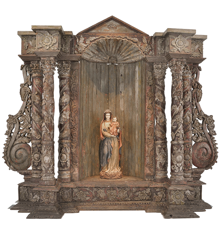 (altar) Retablo, (statue) Virgin Mary and Child